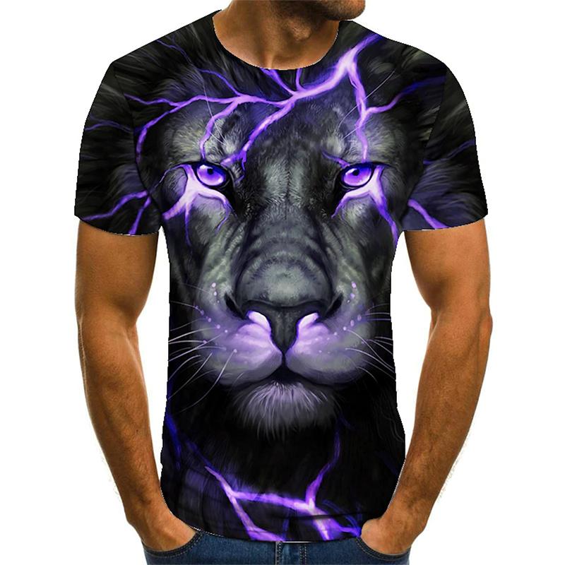Новая летняя мужская модная футболка с ярким принтом львов, мужская футболка, топ