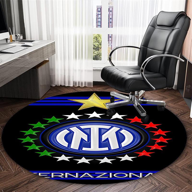 1pc I-Internazionale Milano  Carpet, Round Rug, Comfortable, Suitable for Entryways, Living Rooms, Office, And Bedrooms, Christmas Decoration