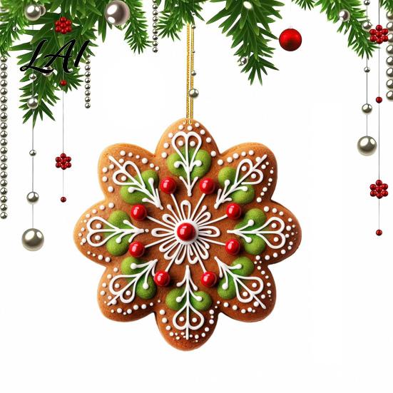 Ready to Hang Decorations 2D Acrylic Snowflake Red Gingerbread Christmas Ornament Berry Hanging Decoration Seasonal Home Decor for Xmas Tree