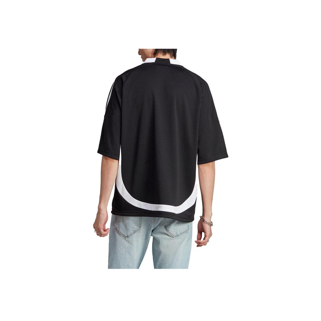 Adidas Мужские футболки свободного покроя с логотипом трилистника и v-образным вырезом, черные IW3635