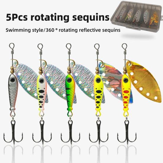 5 шт. 5,7 см/9 г Рыболовная приманка с вращающимся лепестком, крючок для дальнего заброса, металлическая вращающаяся блесна-ложка с пайетками, спиннербейт для ловли окуня, щуки, судака, рыболовные аксессуары