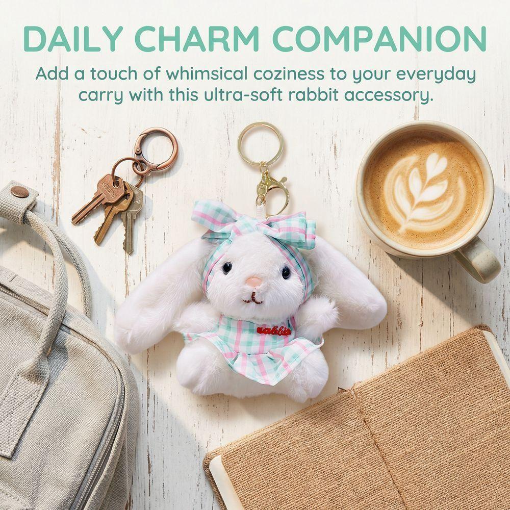 Bow Easter Stuffed Bunny Keychain Creative Rabbit Pendant Bag Charm Plush Toy Key Ring Companion