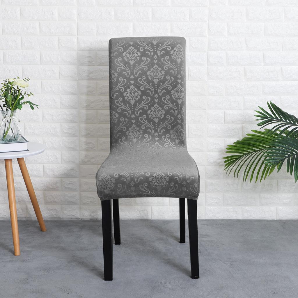 Chair Cover, Thick Embossed Velvet, Dark Gray