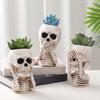 Хэллоуин Череп Кашпо Горшок Смола Скелет Фигурка Цветочный Горшок Крытый Открытый Суккуленты Растения Контейнер Домашний Балкон Сад Украшения