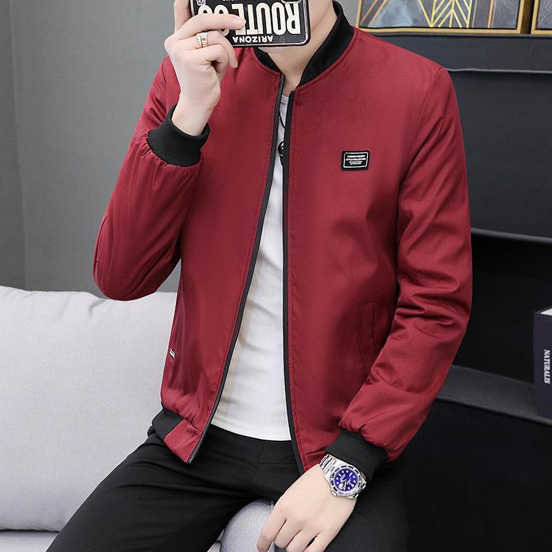 Jacket Men's Spring Baseball Collar Jacket Men's Commuting Simple Jacket Windproof Men's Trendy Youth Baseball Uniform