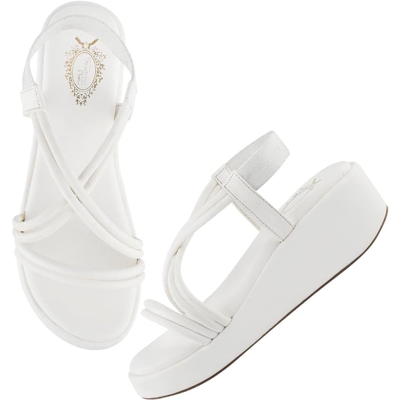 Shoetopia WomenS & Girls White Wedges Sandal Solid Criss-Cross Strap Design Stylish, Comfortable, Durable Heels Perfe