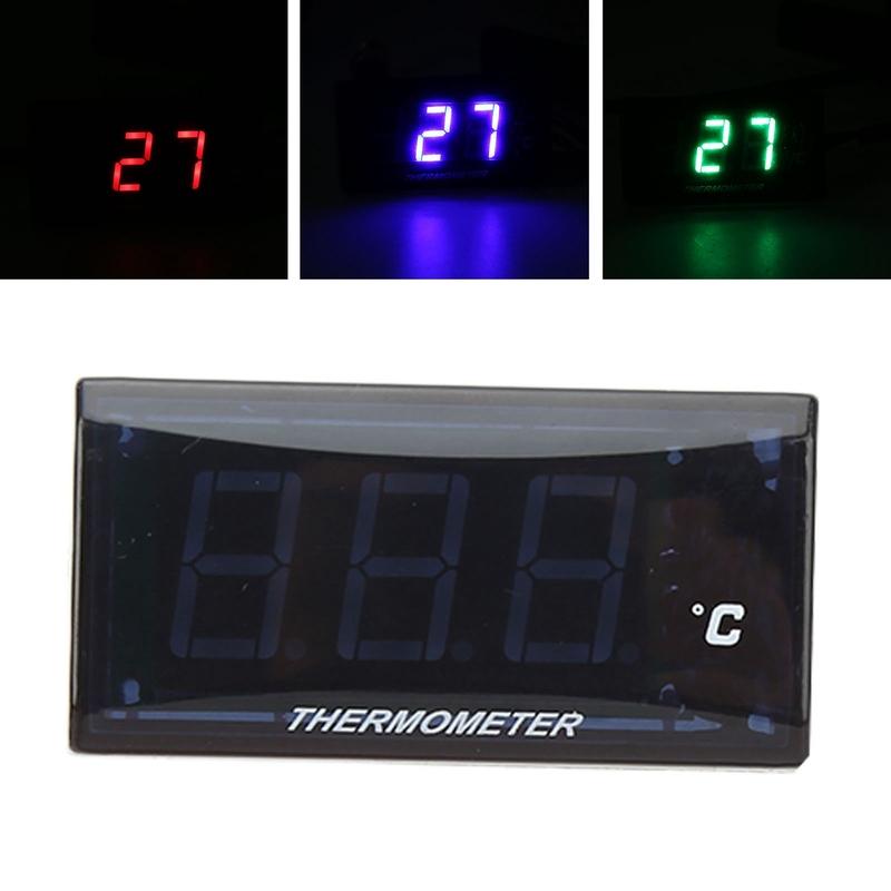 Water Temp Gauge DC12V LCD Screen Motorcycle Water Temp Meter Digital Display with 18mm Sensor Adapter for Modification