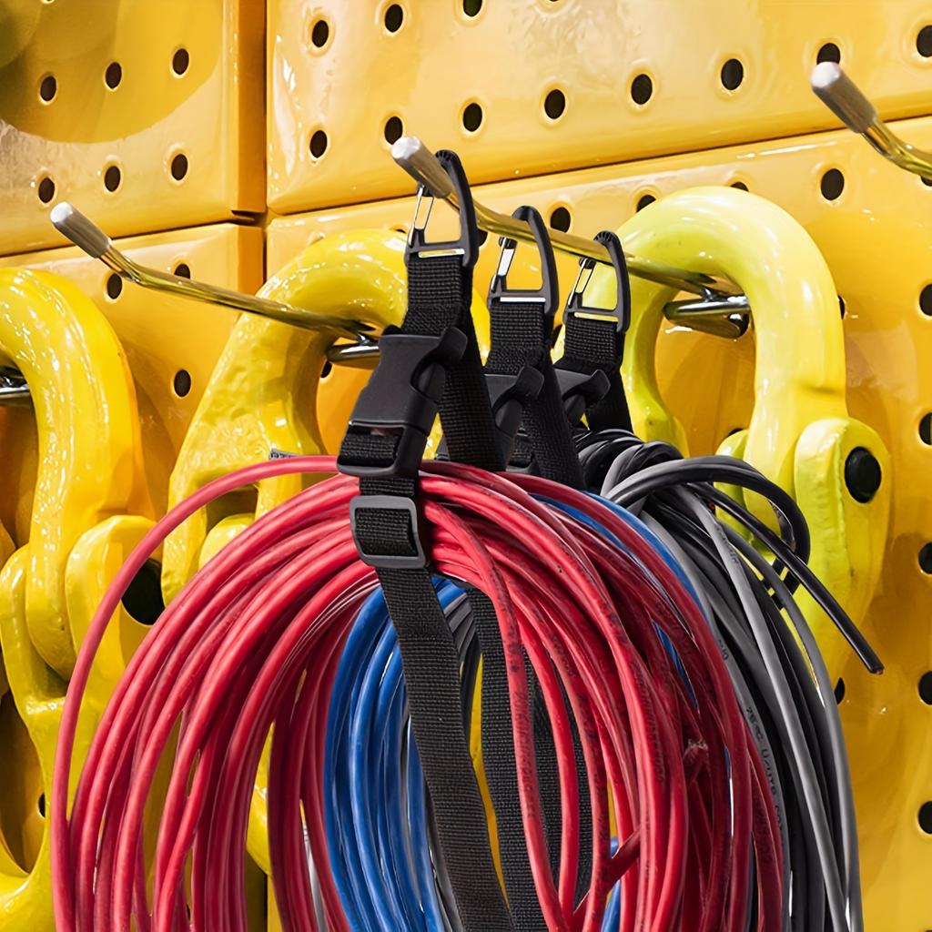 Black Adjustable Expansion Cable Organizer with 3-axis Arm - Sturdy Storage Rack, Long Cable Storage Strap Shelf