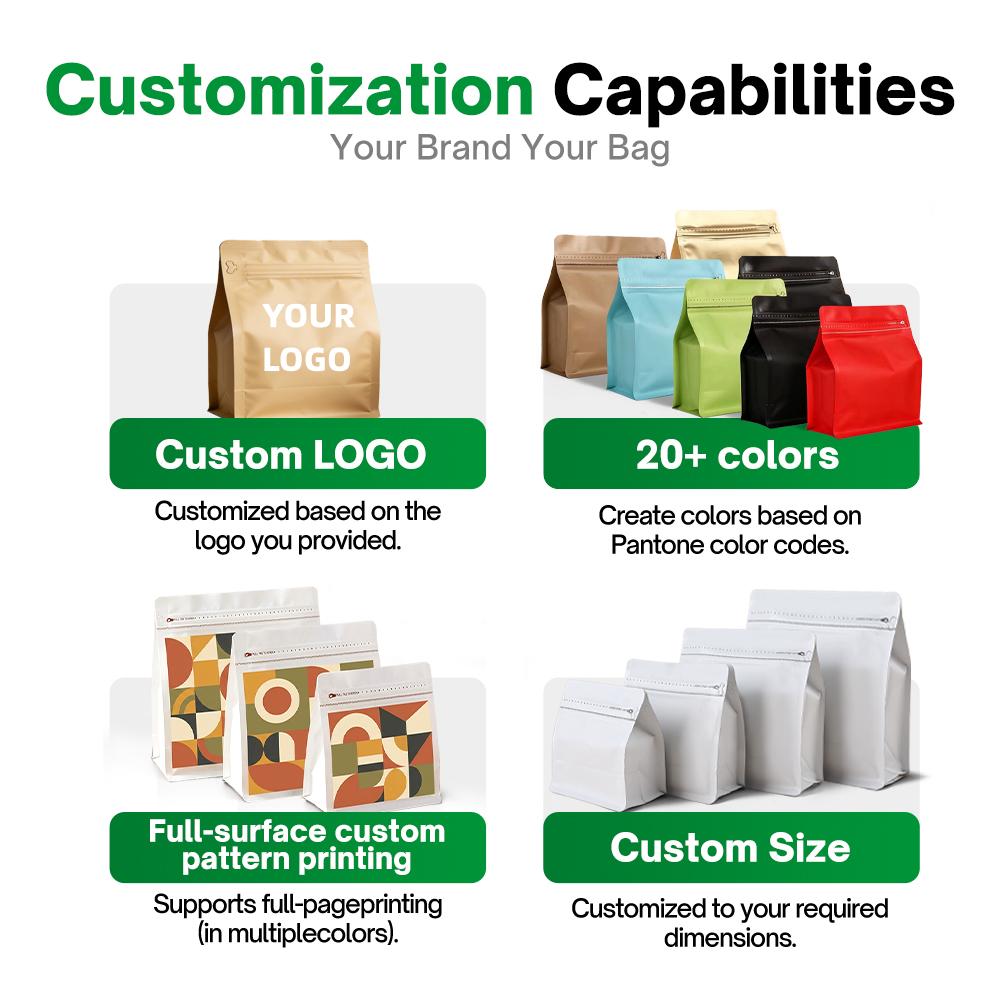 Custom Flat Bottom Pouch PE Zipper Packaging Bag With Rope for Baby Food Pet Food Coffee Beans Tea Bag
