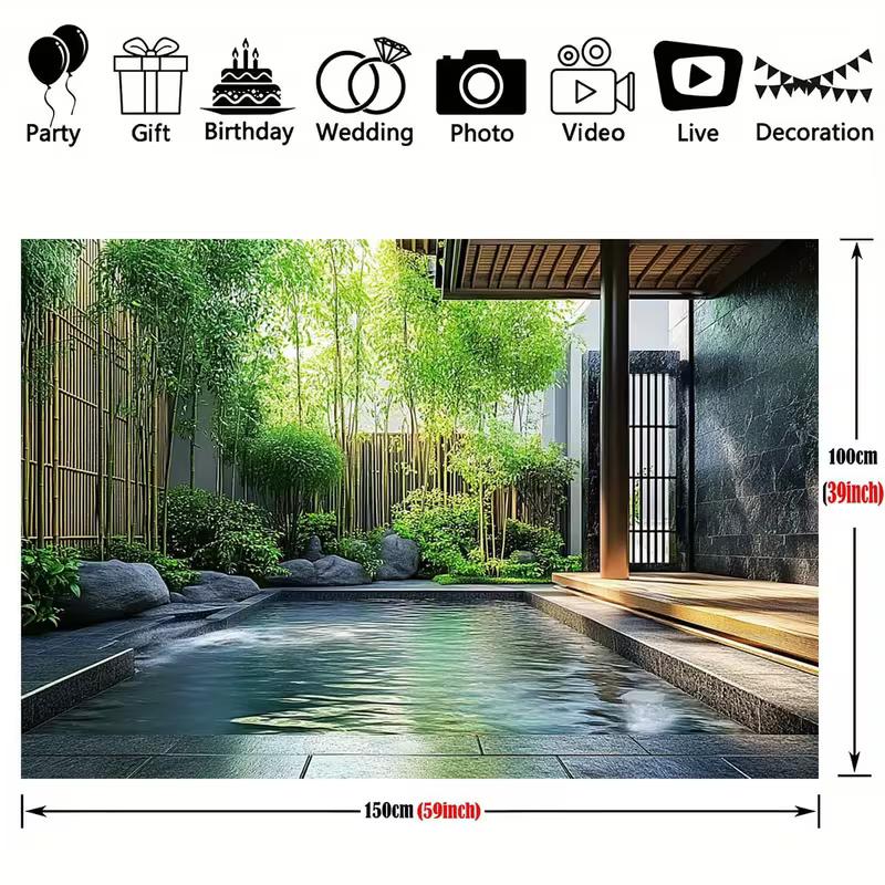 Oriental Spa Backdrop Japanese Bamboo Courtyard Onsen Photo Background