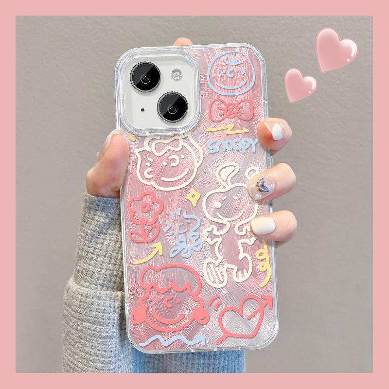 Подходит для чехла для мобильного телефона Apple 15 Iphone14pro Line Snoopy Скрытая подставка 13 Перо Пряжа 12/11 Продвинутый