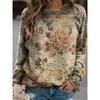 Round Neck Long Sleeved Flower Pattern Women's Clothing 3D Printing Comfortable Casual Loose Plus Size Pullover