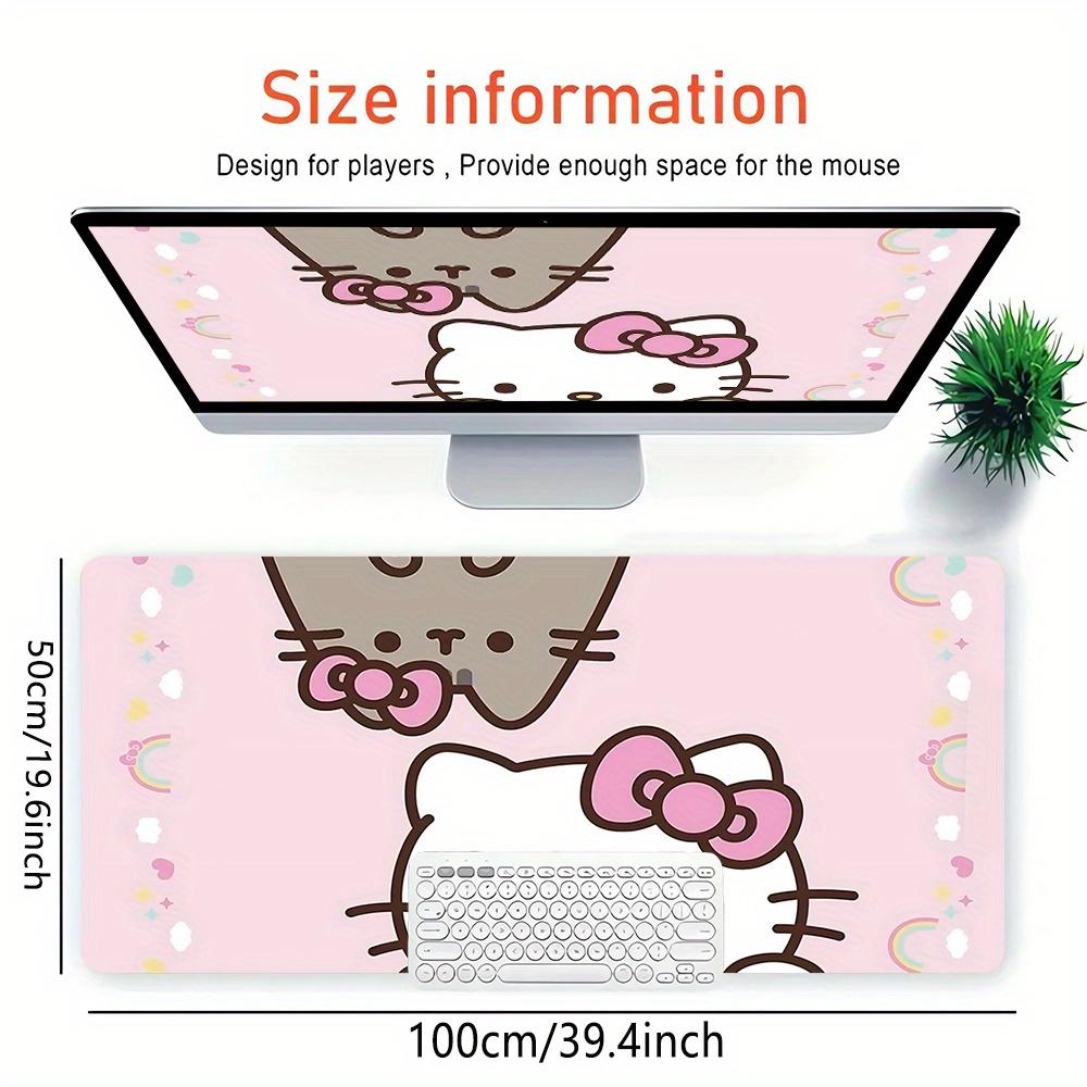 Hello Kitty, Pusheen Themed XXL Mouse Pad - Non-slip Rubber Desk Mat for Gaming and Office Use, Multi-Function Keyboard and Mouse Pad, Ideal