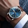OLEVS Аналоговые кварцевые часы Day of the Business Brown Leather Популярные легкие в синем циферблате Большие часы для мужчин Мужские часы, дата, неделя, мужские часы, стильные,