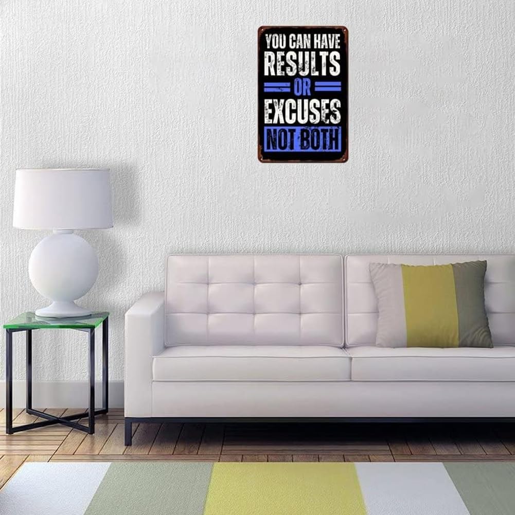 You Can Have Results Or Excuses Not Both Metal Tin Sign Retro Poster Cafe Bar Gym Living Room Bathroom Kitchen Home Art Wall Decoration Plaque Gift