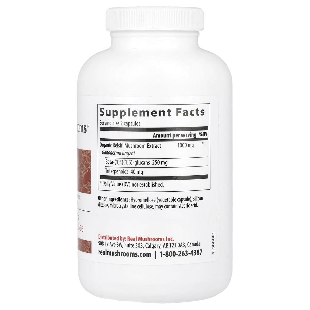 Reishi Mushroom, Mushroom Extract Powder, 200 Capsules