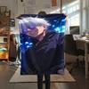 Плед из фланели с принтом Годжо Сатору из Jujutsu Kaisen, Высокое качество, Комфортный для всех сезонов, Декор для дома, Тепло и уют, Идеальный подарок на Рождество