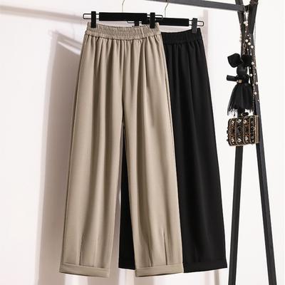 2024 Большие размеры, длинные брюки, женские эластичные весенние свободные шаровары с высокой талией, винтажные однотонные свободные повседневные базовые брюки, широкие брюки 5XL