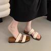 Шлепанцы на толстой подошве для женщин для ношения летом, новые сандалии на танкетке, французские нежные сказочные сандалии с открытым носком