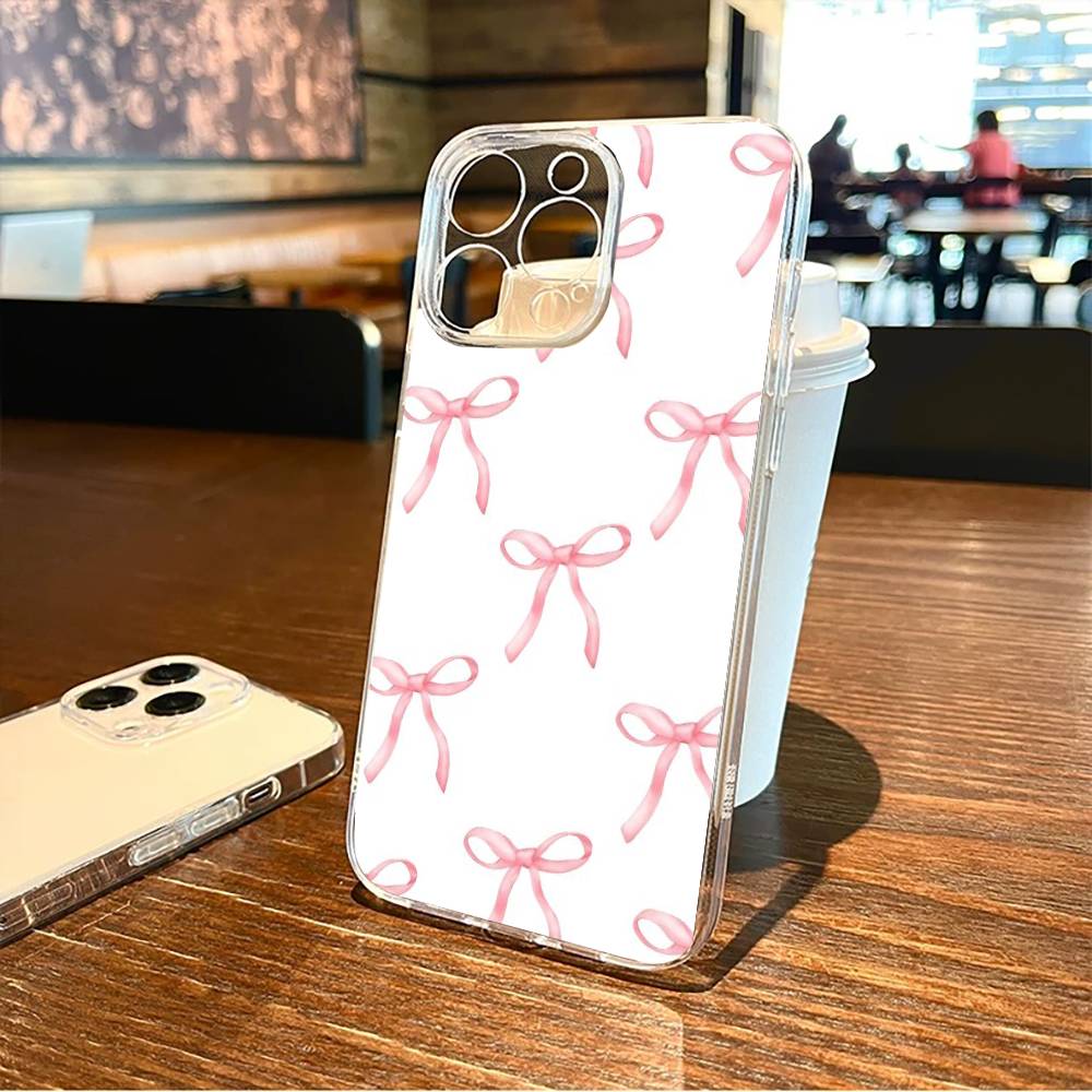 Чехол для телефона с галстуком-бабочкой Для iPhone17,16,15,14,13,12,11 Plus,Pro Max Мягкий прозрачный чехол