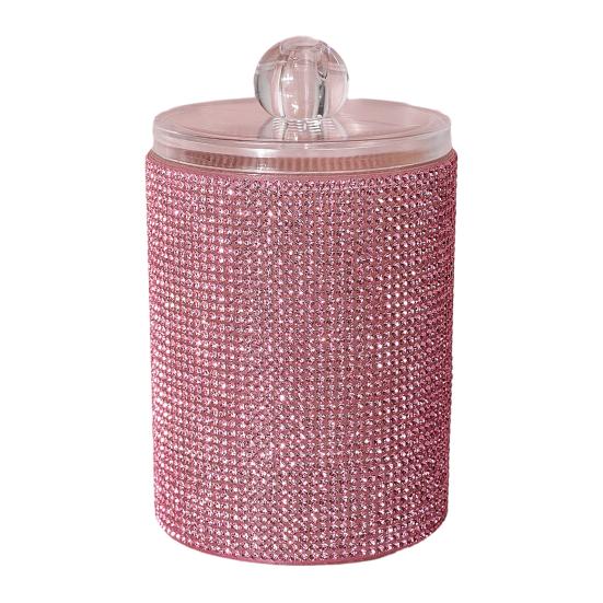 Стеклянная банка для хранения страз с крышкой, блестящая банка для ватных палочек, пылезащитный органайзер для ватных дисков для туалетного столика и столешницы в ванной