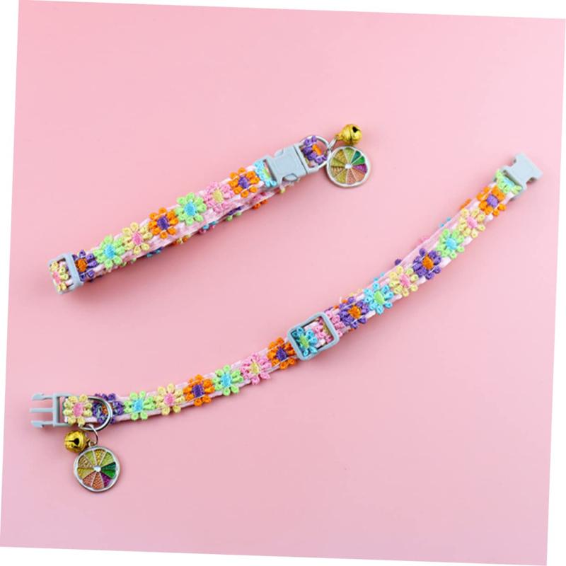 Cute Lovely Sweet Pet Collar Necklace Dog Cat Collar With Bell Pendant Adjustable Small Medium Dogs Puppy Safety Buckle Pet Supplies