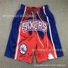 Embroidered Basketball Shorts Men Women Streetwear Athletic With Zipper Pocket Philadelphia 76ers Team Edition