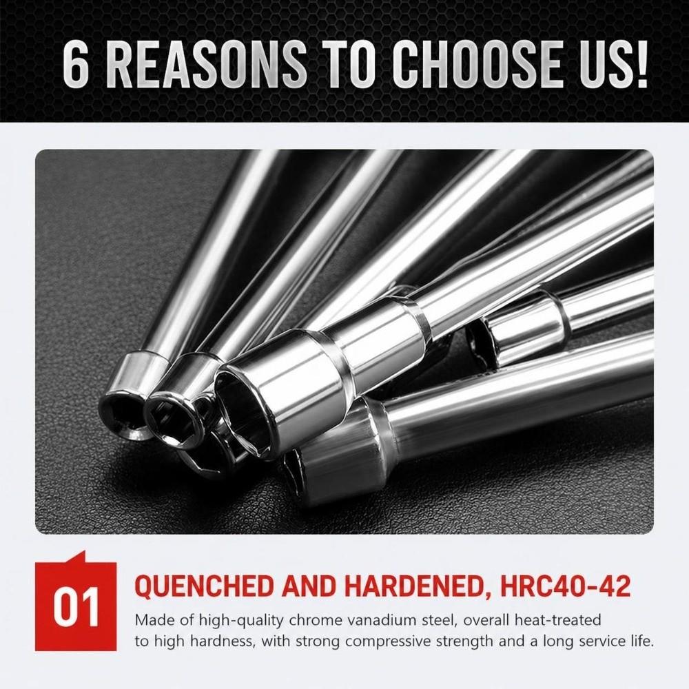 Hex Socket Nut Driver 5/5.5/6/7/8/9/10mm Hand Socket Durable Socket Screwdriver Hand Repair