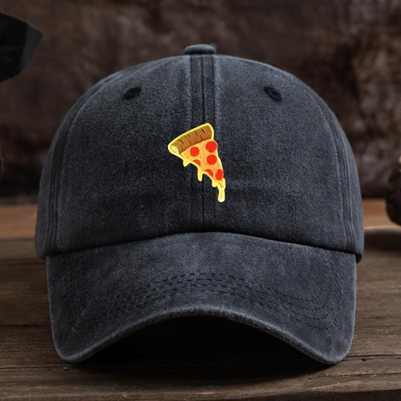 Fun golden pizza slice printed baseball cap for both men and women, adjustable casual outdoor party outfit