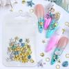 Summer Ocean Nail Charms 3D Metal Resin With Pearls Decoration Gold Silver Blue Shell Starfish Rivet Jewelry Nail Art Accessory