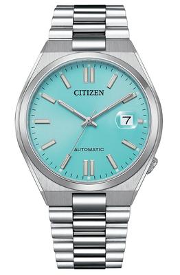 Tsuyosa Ice Blue Механические часы с сапфировым стеклом Лед с браслетом NJ0151-88M, Синий,