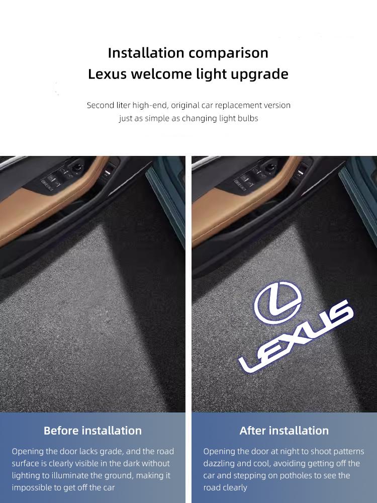 2Pcs Car HD Welcome Lights Car Door Emblem Projector Lamps For Lexus GS IS LS500h ES260 ES300h RX350h NX260 UX260 LM LC RZ450e