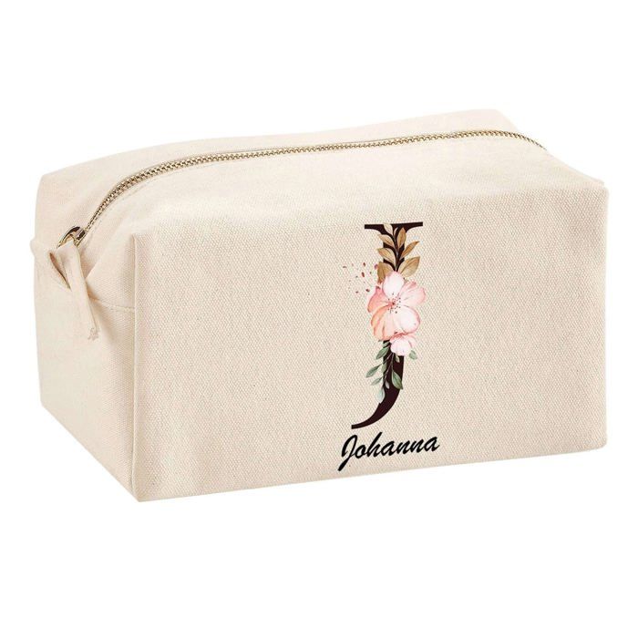 Trousse multifonction Johanna Lettre Fleur Cadeau Anniversaire Noël Idée Personnalisé Original | Trousse Scolaire Fournitures Bureau