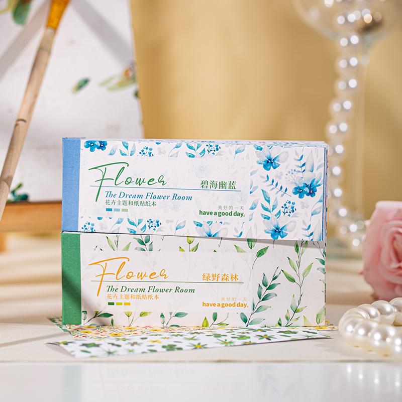 30 листов/книга Длинные наклейки с цветами Наклейки для подарочной упаковки Бумажный материал Ручная работа Аккаунт DIY Пейзаж Коллаж Украшение