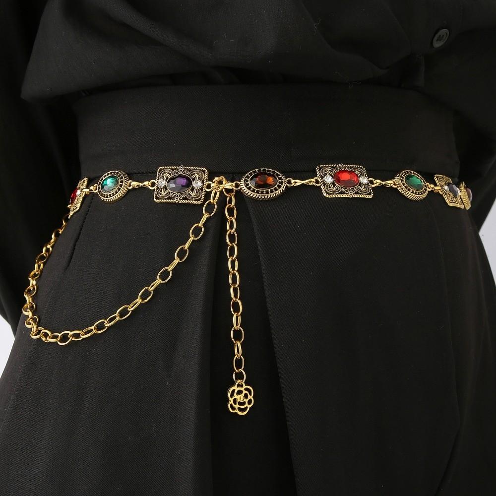 Silver Rhinestone Belly Belts Metal Y2K Waistband Unique Women Waist Chain Decorative Jeans