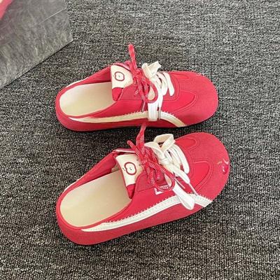 Баотоу полутапочки женские летние новые супер огонь туфли без каблука красные туфли для моральной подготовки сандалии