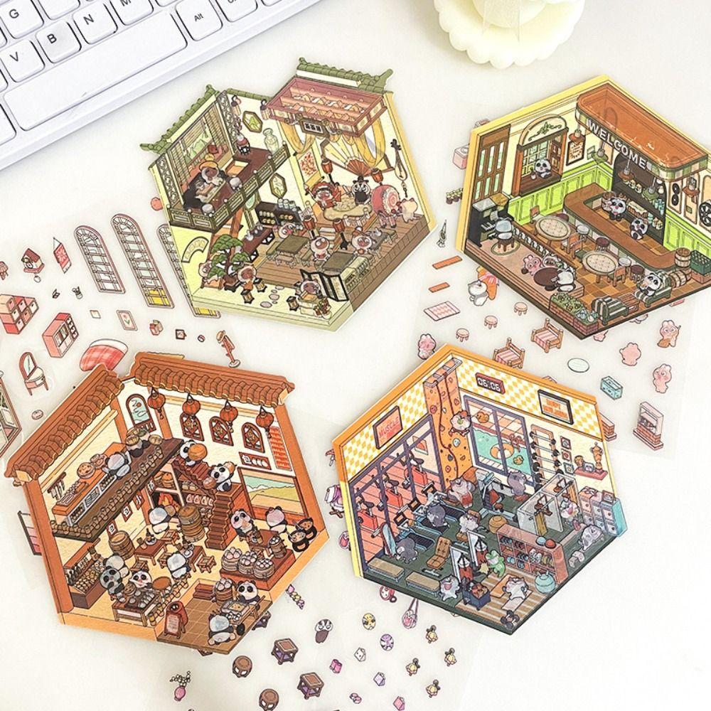 Сделай сам Визуальная наклейка для укладки Трехмерные ландшафтные наклейки Миниатюрная сцена 3D-наклейки