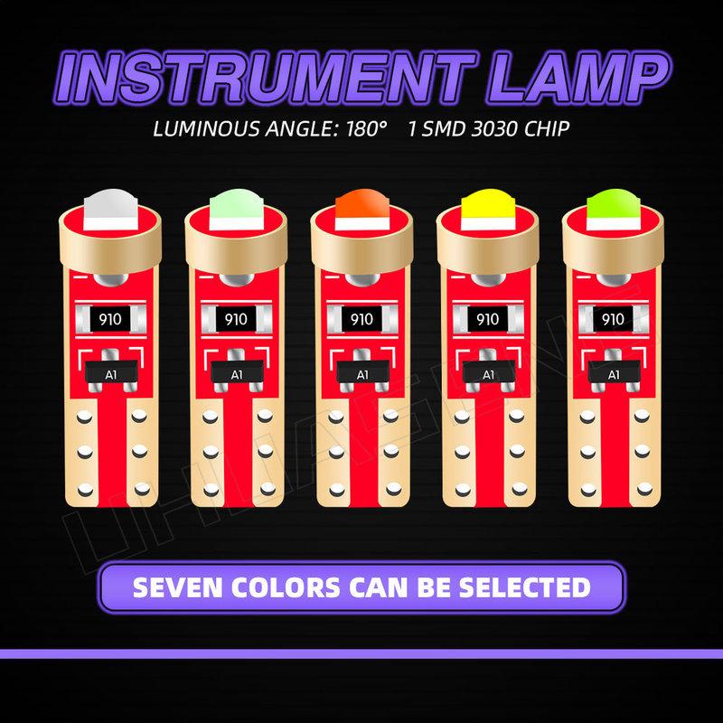 UHUASENG 8PCS No Polarity Led Bulb T5 74 37 W3W Car Dashboard trument Light Map Plate Panel Auto Signal Indicator Lamps 12V
