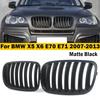 Для BMW X5 E70 X6 E71 2007-2013 ABS Автомобильная решетка радиатора Передняя решетка 'Ноздри' Одинарная линия Матовый черный 51137157687 51137157688 51137185223
