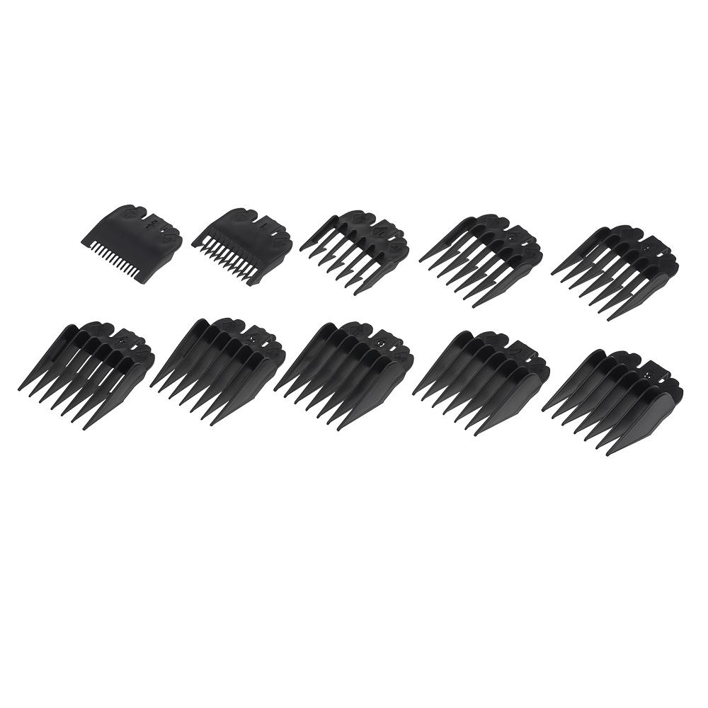 10PCS Hair Clipper Combs Guide Kit Plastic Hair Trimmer Guards Cutting Guard Attachment Kit for WAHL Hair Salon Tools Black