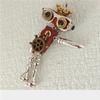 Handmade Creative Steampunk Robot Wooden Finished Necklace DIY Keychain Trendy Play Pendant Clothing Chain Pendant