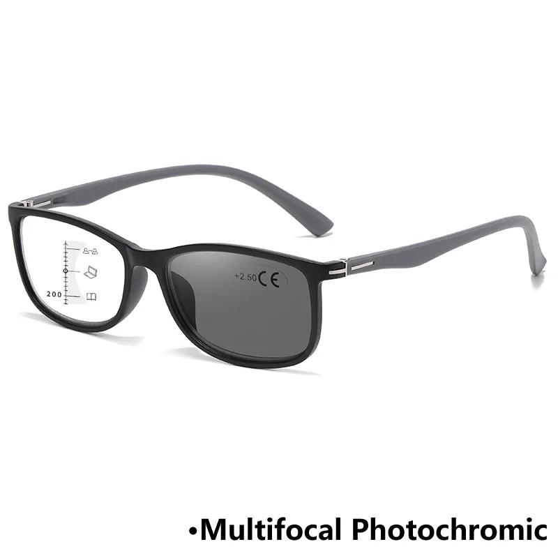 Ретро Хромированные Очки для Чтения Женские Мужские Квадратная Рамка Прогрессивные Мультифокальные Очки Классические Сверхлегкие Пресбиопия +1.0+4.0