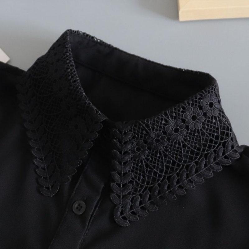 Модный белый черный кружевной воротник с искусственным воротником для женщин с цветочным принтом, женский шифоновый воротник с полуворотником, съемные воротники для женщин, свитер