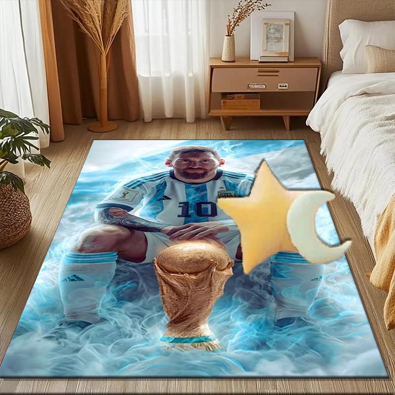 World Cup Celebration Messi Rug Game Carpet, Floor Mat for Bedroom Living Room Entryway Rug, Home Decor Idea Gift for Christmas birthday