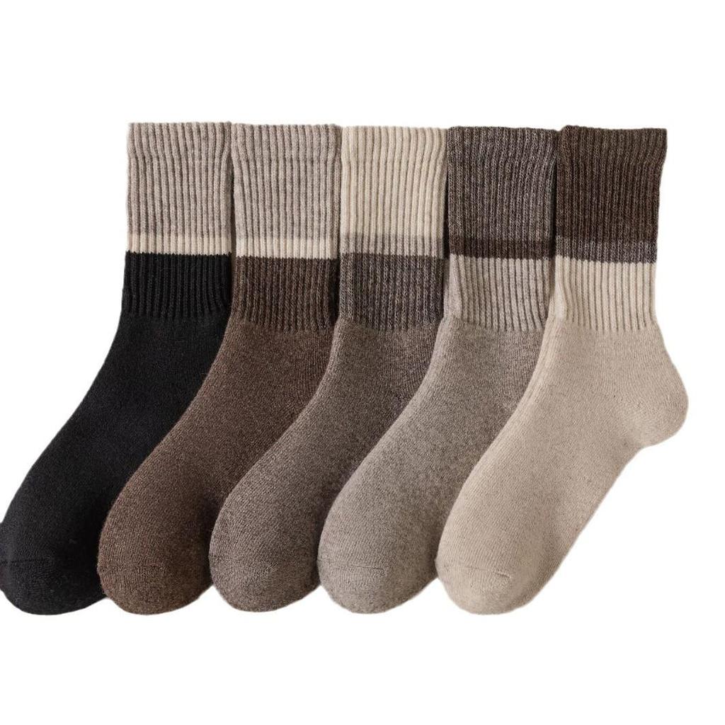 "Unisex Retro Thick Velvet Wool Anti-Pilling Mid-Tube Socks - Autumn & Winter Collection"