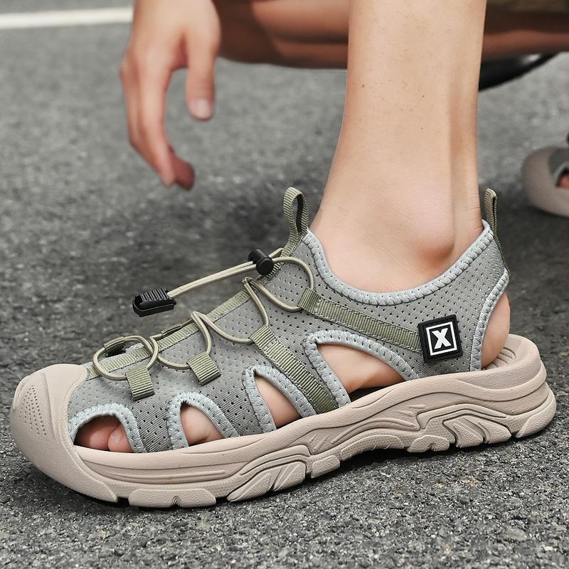 Модные новые мужские сандалии для улицы, обувь для ходьбы против течения, дышащие летние аквашузы, резиновые сандалии с воздушной сеткой, вейдерсы, быстросохнущие пляжные кроссовки