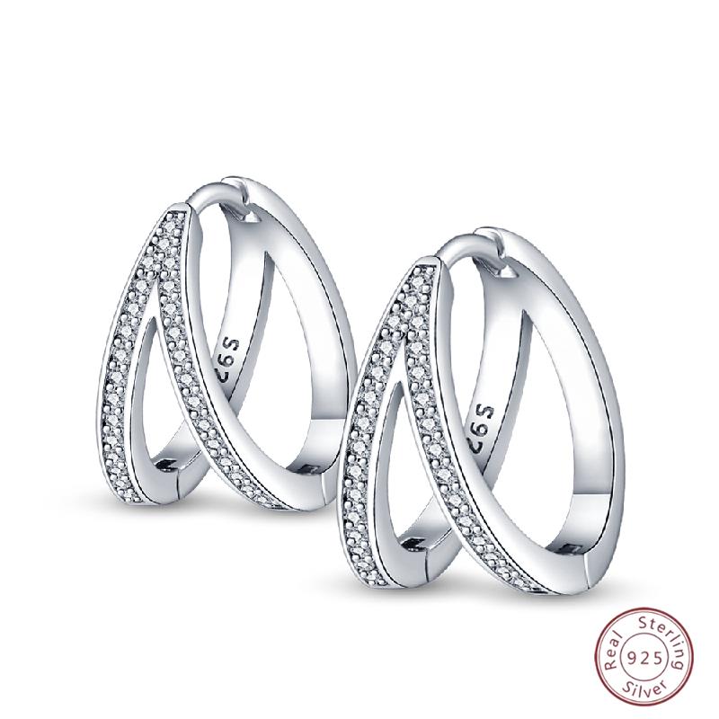 Серьги-кольца из серебра 925 пробы, минималистичные, золотые, круглые, модные, с застежкой-пряжкой с цирконием, свадебные украшения, подарок для женщин
