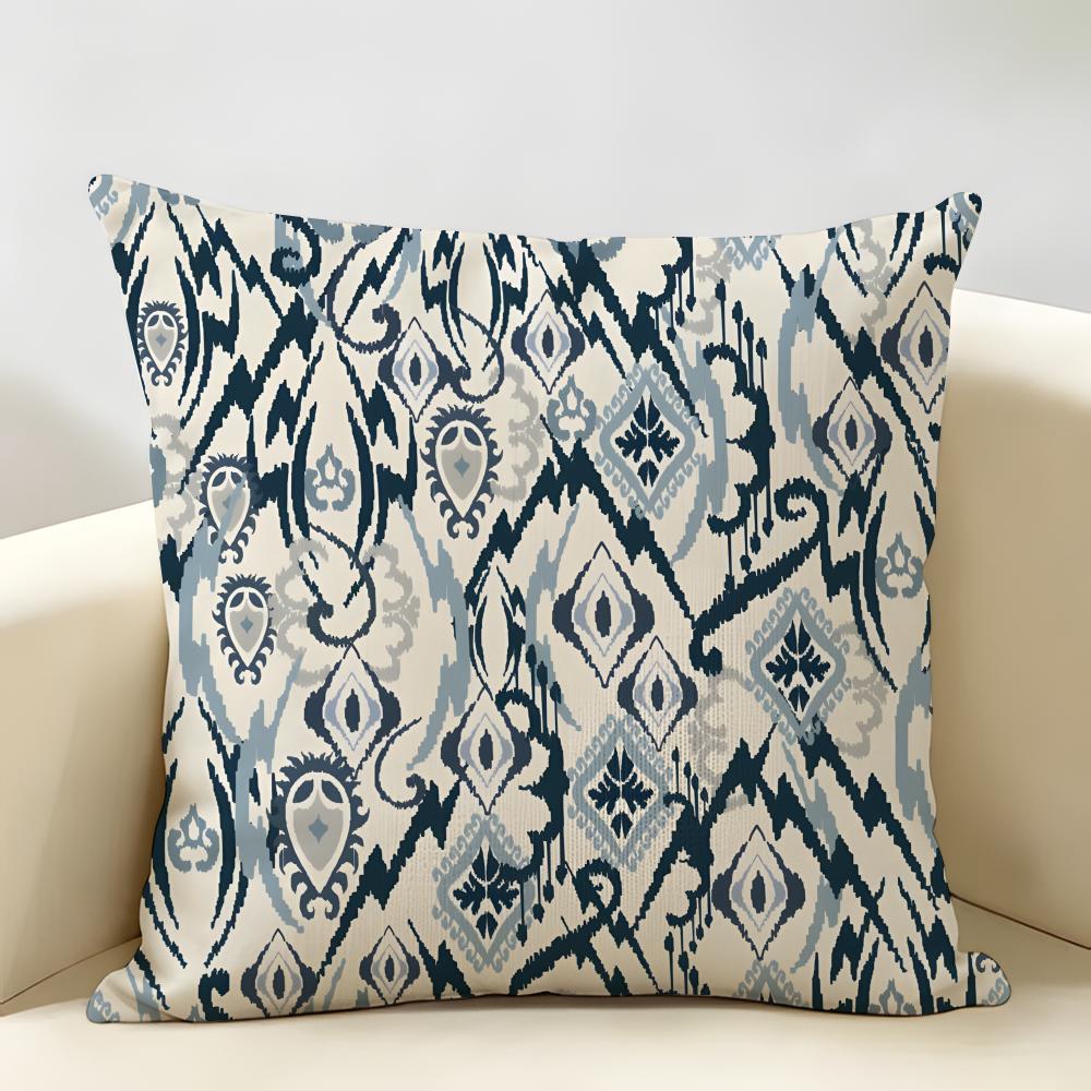Ethnic Style Color-Woven Jacquard Cushion Cover Natural Linen Organic Fabric Printing Breathable Perfect For Home Decor