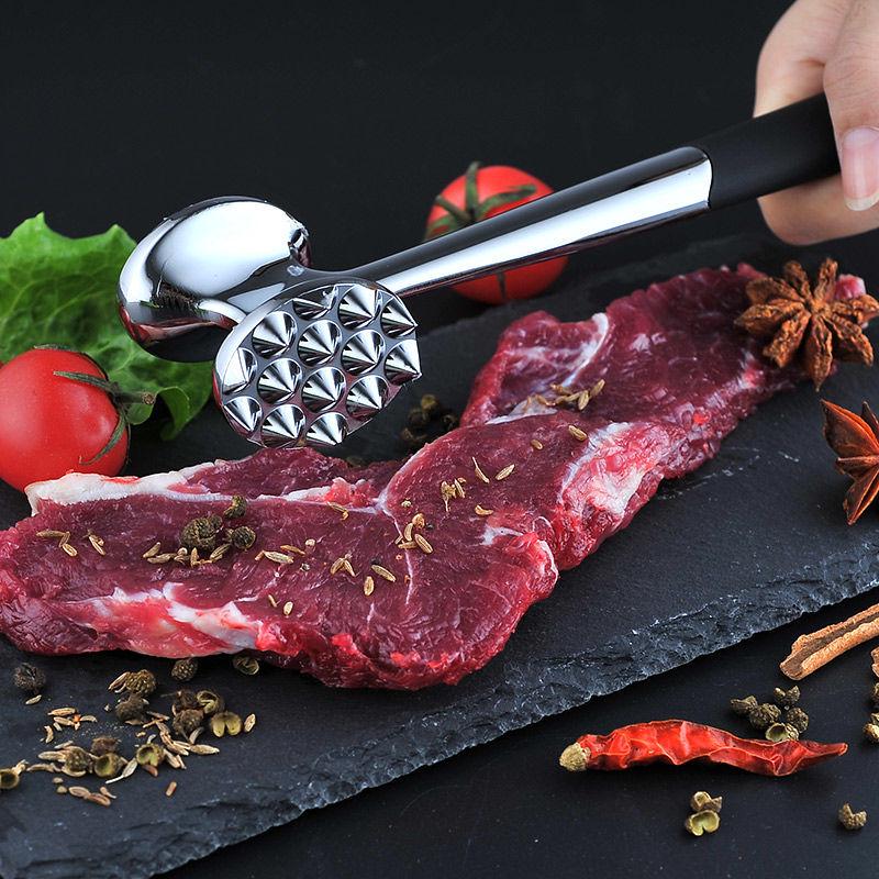 Двусторонний молоток для размягчения мяса из цинкового сплава - кухонный инструмент для разрывания сухожилий и разрыхления мяса