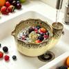 Корзина для промывки ягод Керамическая миска с отверстиями-ситом Самовращающаяся конструкция с вихрем Кухонный инструмент для очистки фруктов Промывка для ягод овощей черники